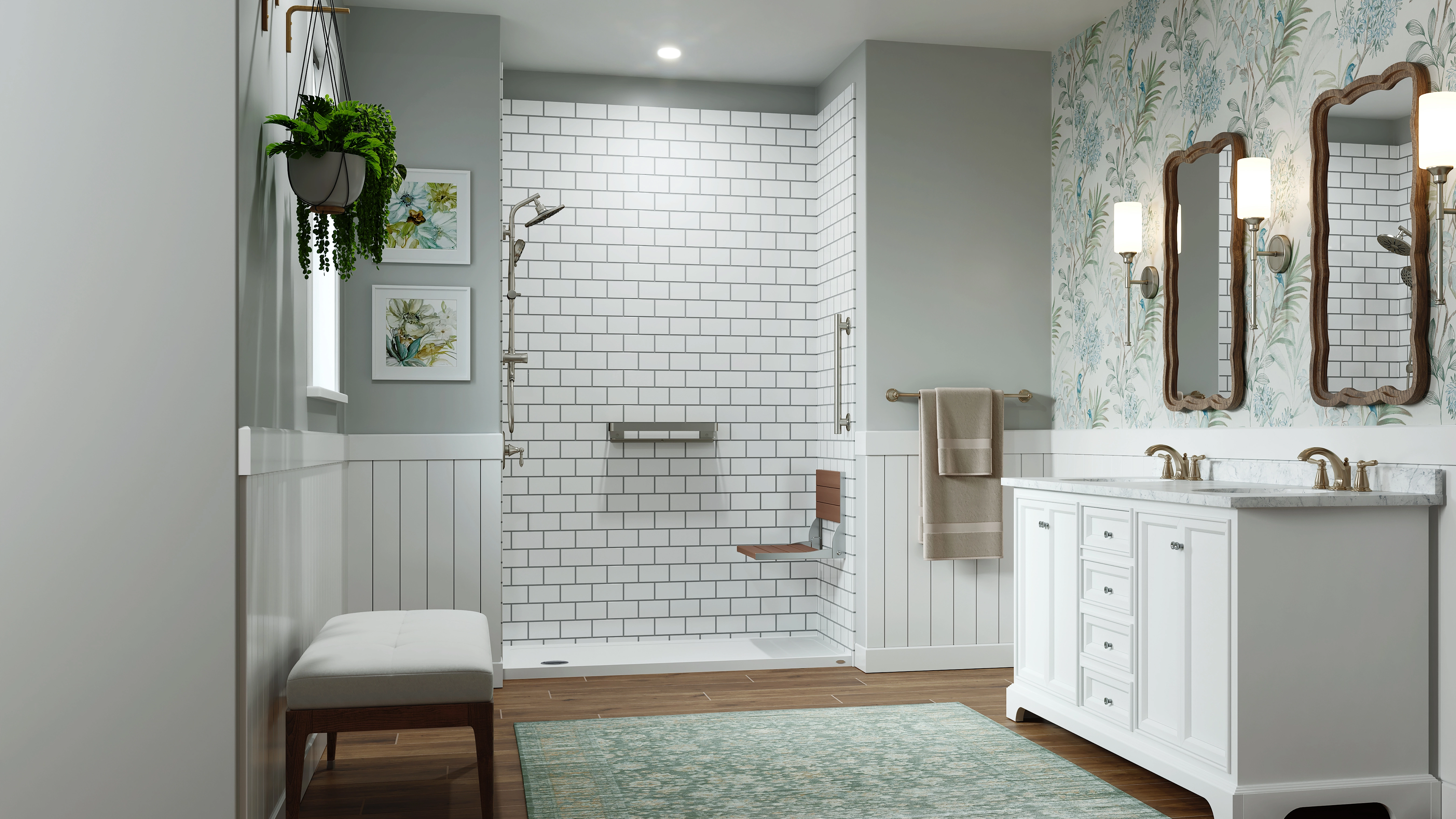 Accessible Jacuzzi shower installation with safety grab bars – Oakville bathroom remodel